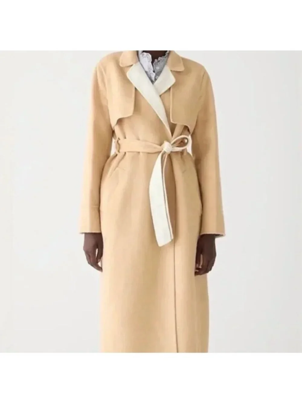 J. Crew Women's Harriet Trench Coat Size Small Double Faced Blend Natural Sand